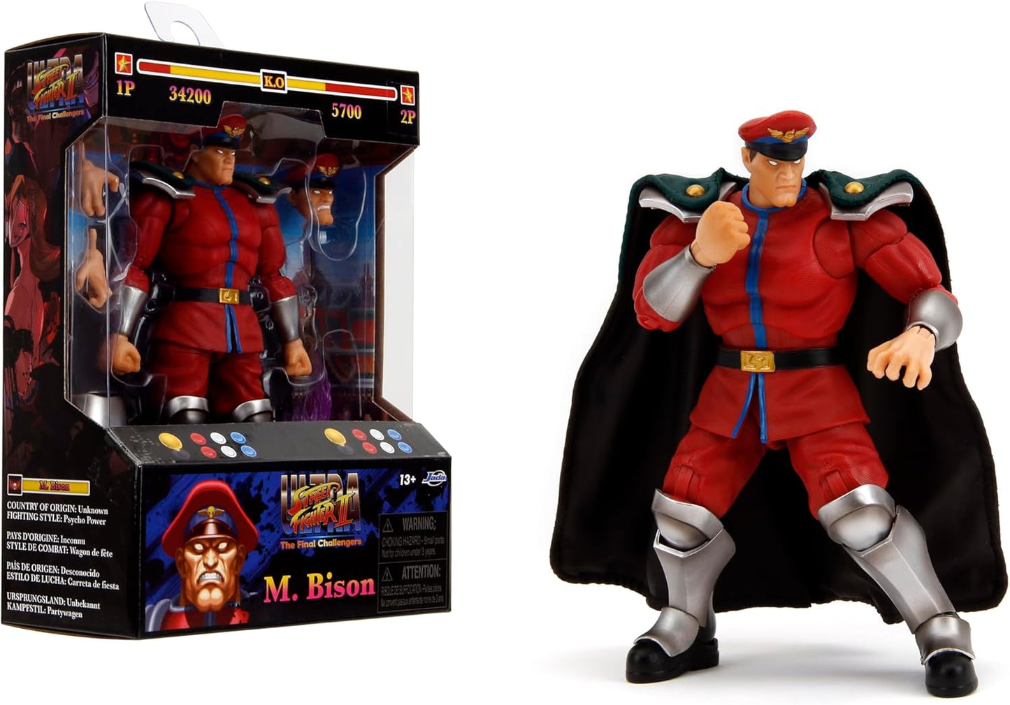 Jada Toys – Street Fighter II M. Bison Action Figure – 1:12 Scale, 6" Tall