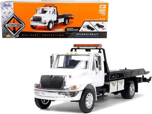 International Durastar 4400 Flatbed Tow Truck Die-Cast Car – White