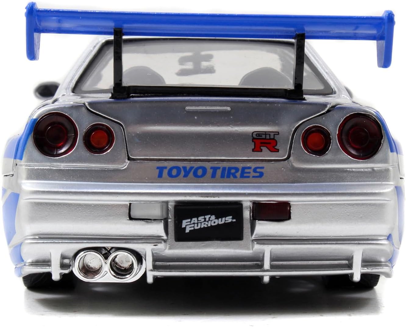 Jada Toys Fast & Furious Brian’s 2002 Nissan Skyline R34 Die-Cast Car – 1:24 Scale, Silver & Blue