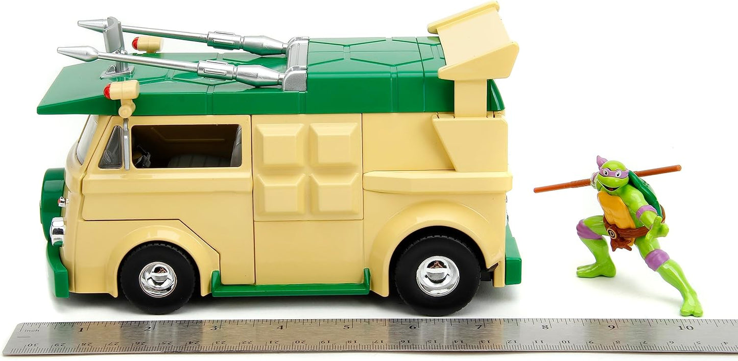 Teenage Mutant Ninja Turtles 1:24 Party Wagon Die-Cast Car & 2.75" Donatello Figure – Collectible Toy for Kids & Adults