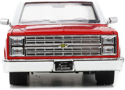 Just Trucks 1:24 1985 Chevy C10 Die-Cast Truck w/Tire Rack – Red/White
