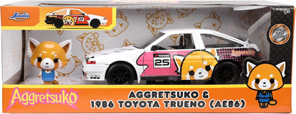 Jada Toys Sanrio 1:24 1986 Toyota Trueno Die-Cast Car & Aggretsuko Figure