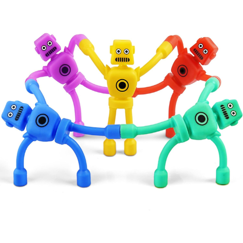 Magnetic Robot Men Travel Toys 5PC Fidget Magnets for Kids , Sensory Classroom & Road Trip Activities (Ages 3-8)
