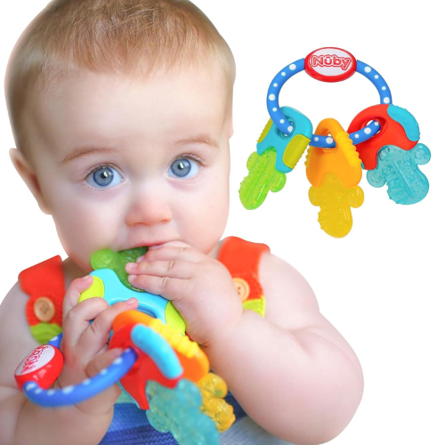 Nuby Blue Ice Gel Teether Keys – Silicone Baby Teething Toy for Soothing Sore Gums, Safe and Durable for Infants