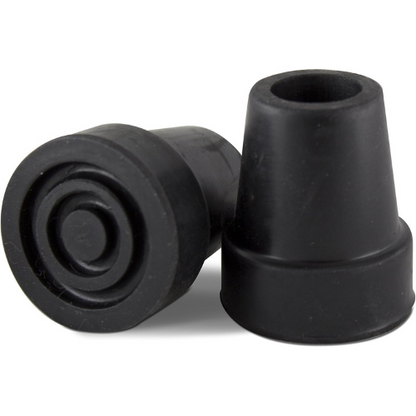 Black 3/4" Replacement Rubber Cane Tips with Metal Washer
