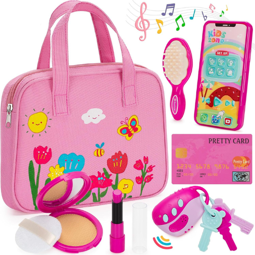 Officygnet Play Purse for Toddler Girls Ages 1-3, Pretend Makeup Kit and Princess Role Play Toys