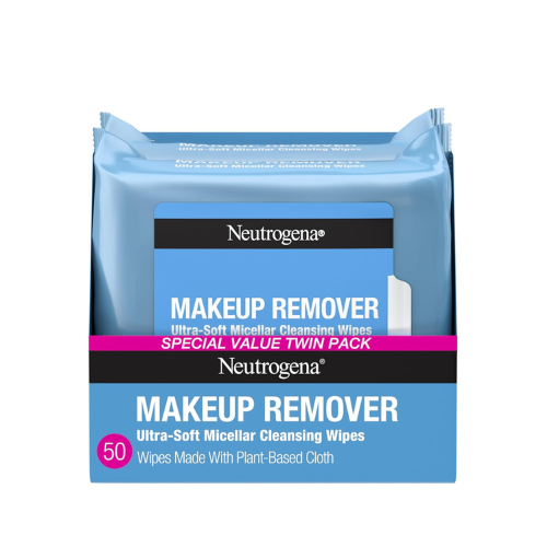 Neutrogena Micellar Makeup Remover Wipes – Twin Pack (2 x 25 ct) | Alcohol-Free