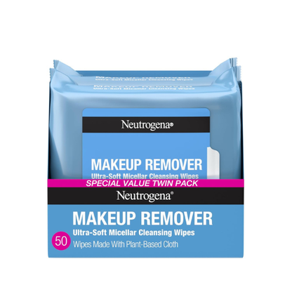 Neutrogena Micellar Makeup Remover Wipes – Twin Pack (2 x 25 ct) | Alcohol-Free