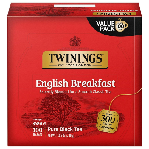 Twinings English Breakfast Tea – 100 Individually Wrapped Bags