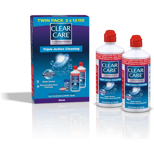Clear Care Cleaning & Disinfecting Solution with Lens Case – Twin Pack , 12 fl oz Each