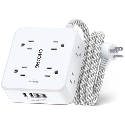 CHCORE Surge Protector Power Strip – 8 Outlets, 4 USB, 5Ft Cord