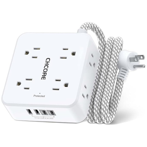CHCORE Surge Protector Power Strip – 8 Outlets, 4 USB, 5Ft Cord