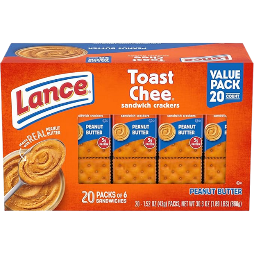Lance ToastChee Peanut Butter Crackers – 20 Packs, 6 Sandwiches Each