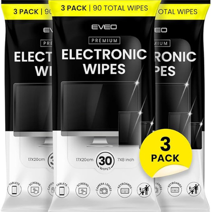 EVEO Screen Cleaning Wipes – 90-Pack + Microfiber Cloth
