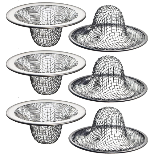 6-Pack Mesh Sink Drain Strainers with 2.125" Top and 1" Basket – Hair Catchers for Bathroom, Utility, Laundry, RV, and Lavatory Sinks