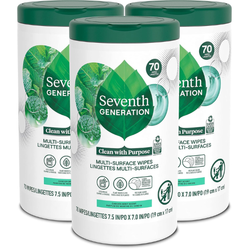 Seventh Generation Multi-Purpose Wipes , Garden Mint Scent , Pack of 3