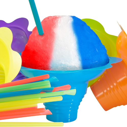 Leak Proof & Drip Catching Reusable Snow Cone Cups , 100 Pack.