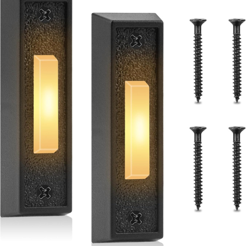 2-Pack Universal Wired Doorbell and Garage Door Opener Buttons with Warm Yellow LED Light – Wall-Mounted