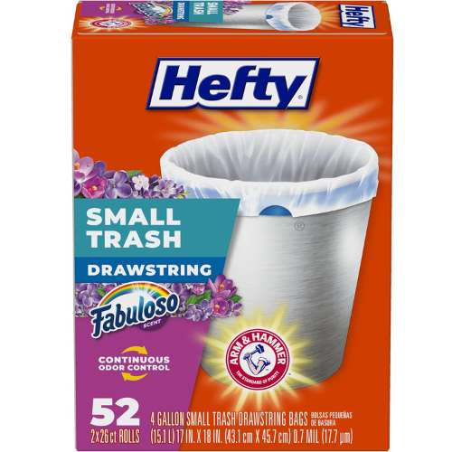 Hefty Small Trash Bags , Fabuloso Scent, 4 Gallon , 52 Count