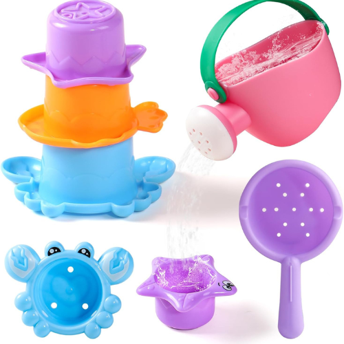 Baby Bath Toys , 5 Piece Mold-Free Water Play Set.