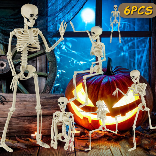 6-Pack Posable Skeleton Halloween Decorations – 16" Full Body Haunted House
