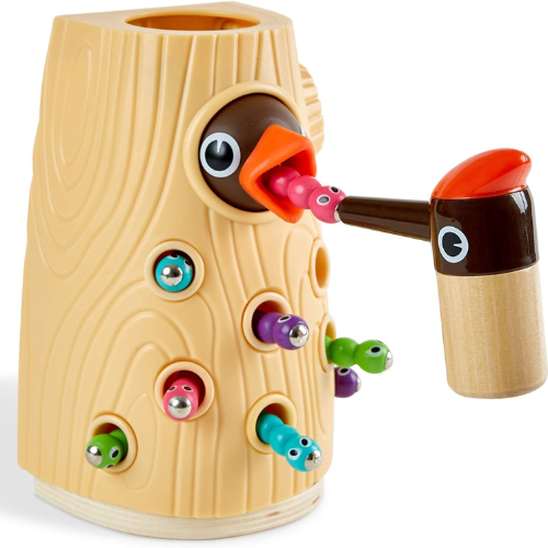 TOP BRIGHT Montessori Woodpecker Worm Toy.