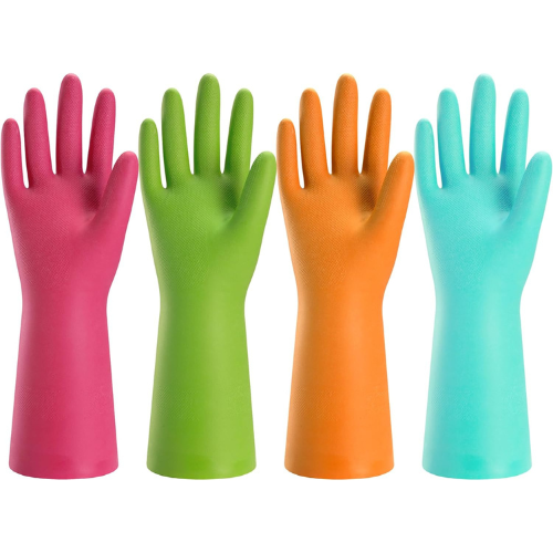 Bamllum Rubber Cleaning Gloves , 4 Pairs Reusable Dishwashing Gloves.