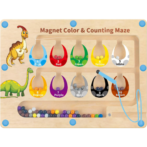 HONGID Dinosaur Magnetic Color & Number Maze  , Montessori Educational Sensory Toy for Toddlers & Kids.