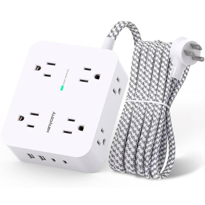 HANYCONY Surge Protector Power Strip – 8 Outlets, 4 USB, 5Ft Cord