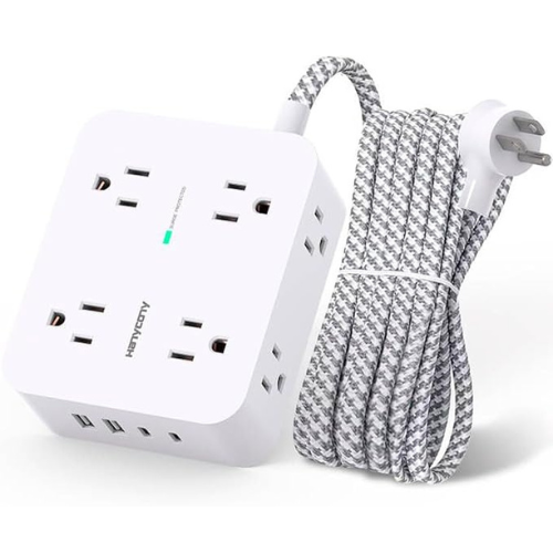 HANYCONY Surge Protector Power Strip – 8 Outlets, 4 USB, 5Ft Cord