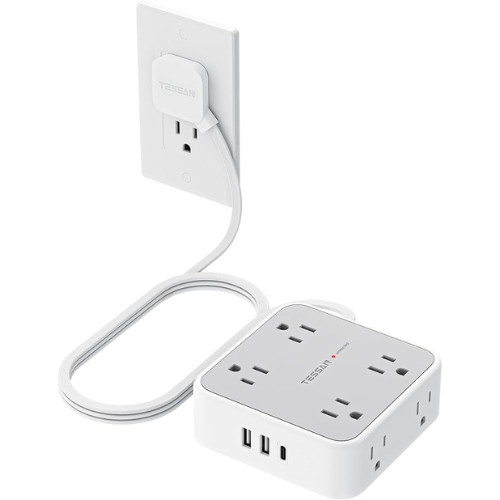 TESSAN Power Strip – 8 Outlets, 3 USB, 5Ft Cord, 900J