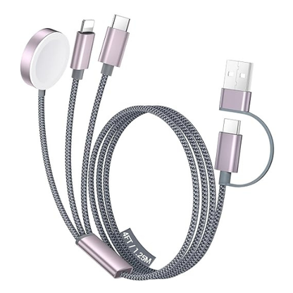 Temdan 3-in-2 USB-C Travel Cable – Apple Watch & iPhone Charger (4FT)
