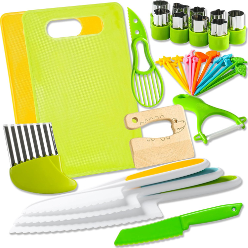 40 Piece Kids Knife Set ,  Montessori Kitchen Tools for Toddlers & Kids.
