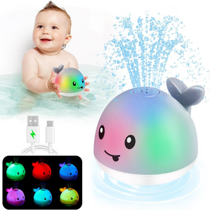 Light Up Whale Baby Bath Toy , Sprinkler & Fountain Toy for Toddlers.