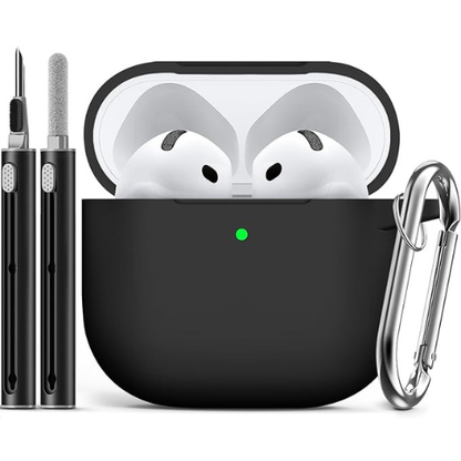 Ljusmicker AirPods 4 Case – Silicone Cover + Cleaner Kit, Black