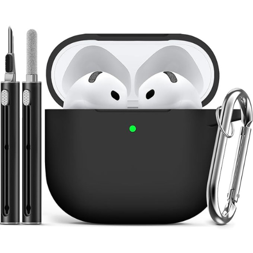 Ljusmicker AirPods 4 Case – Silicone Cover + Cleaner Kit, Black