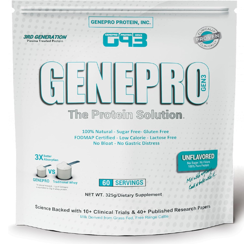 Genepro Unflavored Protein Powder – 3rd Generation, 60 Servings