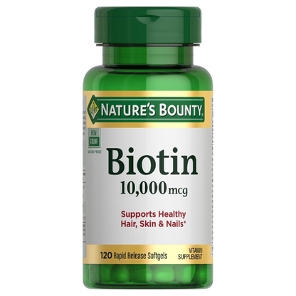 Nature’s Bounty Biotin – Hair, Skin & Nails Support, 10,000mcg, 120 Softgels