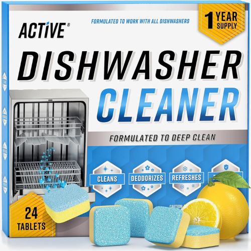Dishwasher Cleaner & Deodorizer Tablets – 24-Pack Deep Cleaning Pods , Septic Safe , Removes Limescale , Calcium & Odors , 12-Month Supply