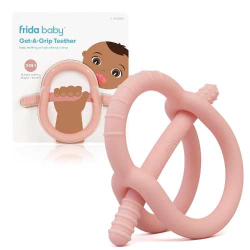 Frida Baby Get A Grip Silicone Teether  BPA Free Teething Toy for Infants (Pink)