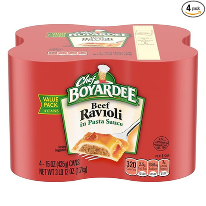 Chef Boyardee Beef Ravioli – 4-Pack (15 oz Cans)