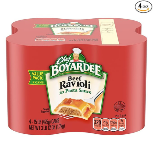Chef Boyardee Beef Ravioli – 4-Pack (15 oz Cans)