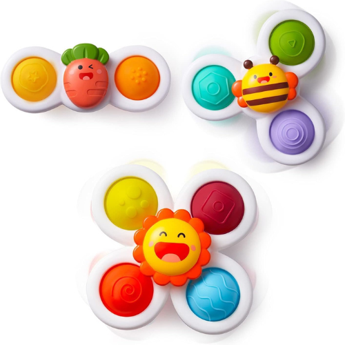 LiKee Suction Cup Spinning Sensory Toys for Babies & Toddlers , Bath , Travel  and Window Play , 6+ Months
