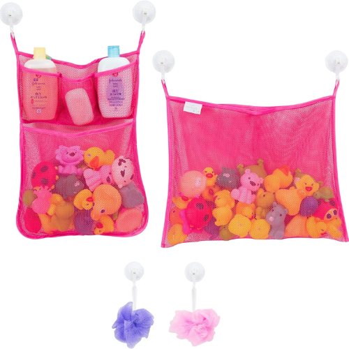 Bathtub Toy Holder Set 2 Mesh Organizers with Ultra Strong Hooks