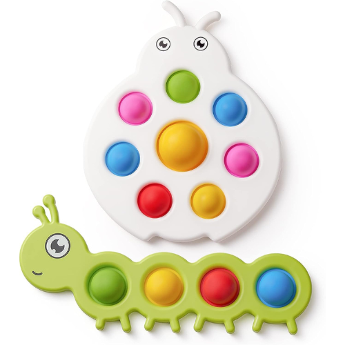 LiKee Baby Sensory Fidget Poppers 2 Pack Montessori Busy Board Toys for Toddlers (10+ Months)