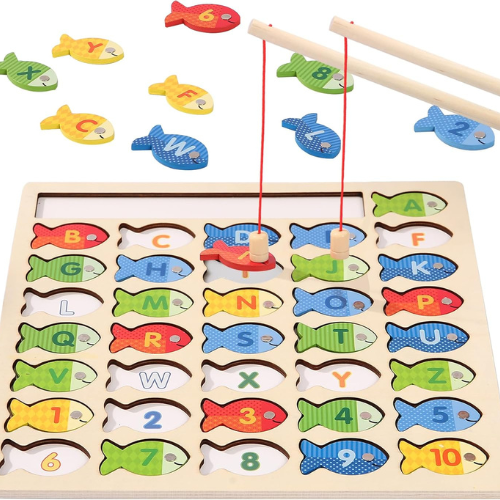 Wooden Magnetic Fishing Game for Toddlers , Preschool Learning Gift for Kids.