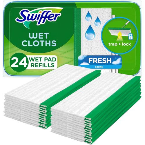 Swiffer Sweeper Wet Mopping Cloths , 24 Count  Open-Window Fresh Scent for Floor Cleaning