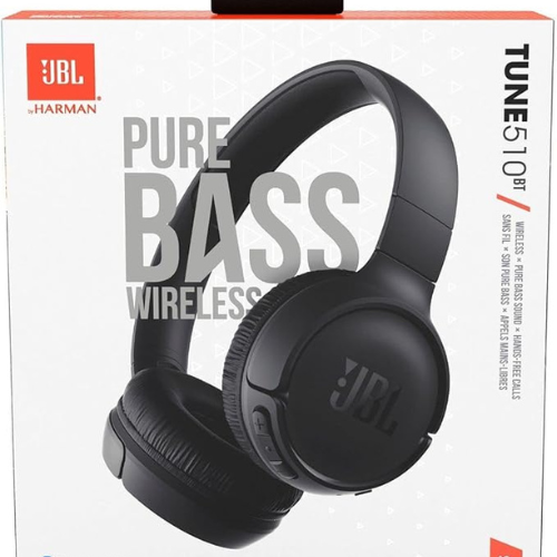 JBL Tune 510BT Wireless Headphones – 40H Battery, Mic, Black