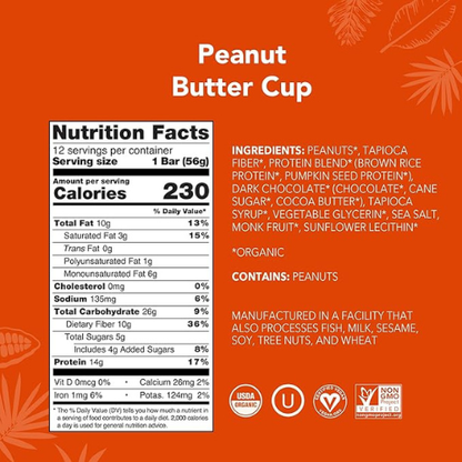 ALOHA Organic Protein Bars – Peanut Butter Cup, 12 Pack