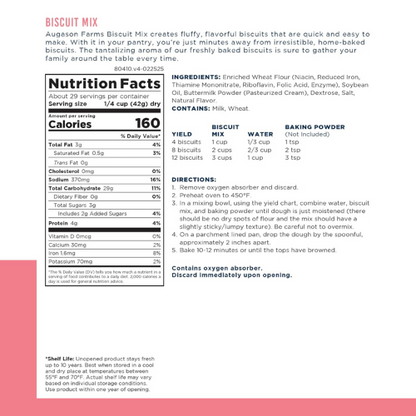 Augason Farms Biscuit Mix Can 29 Servings